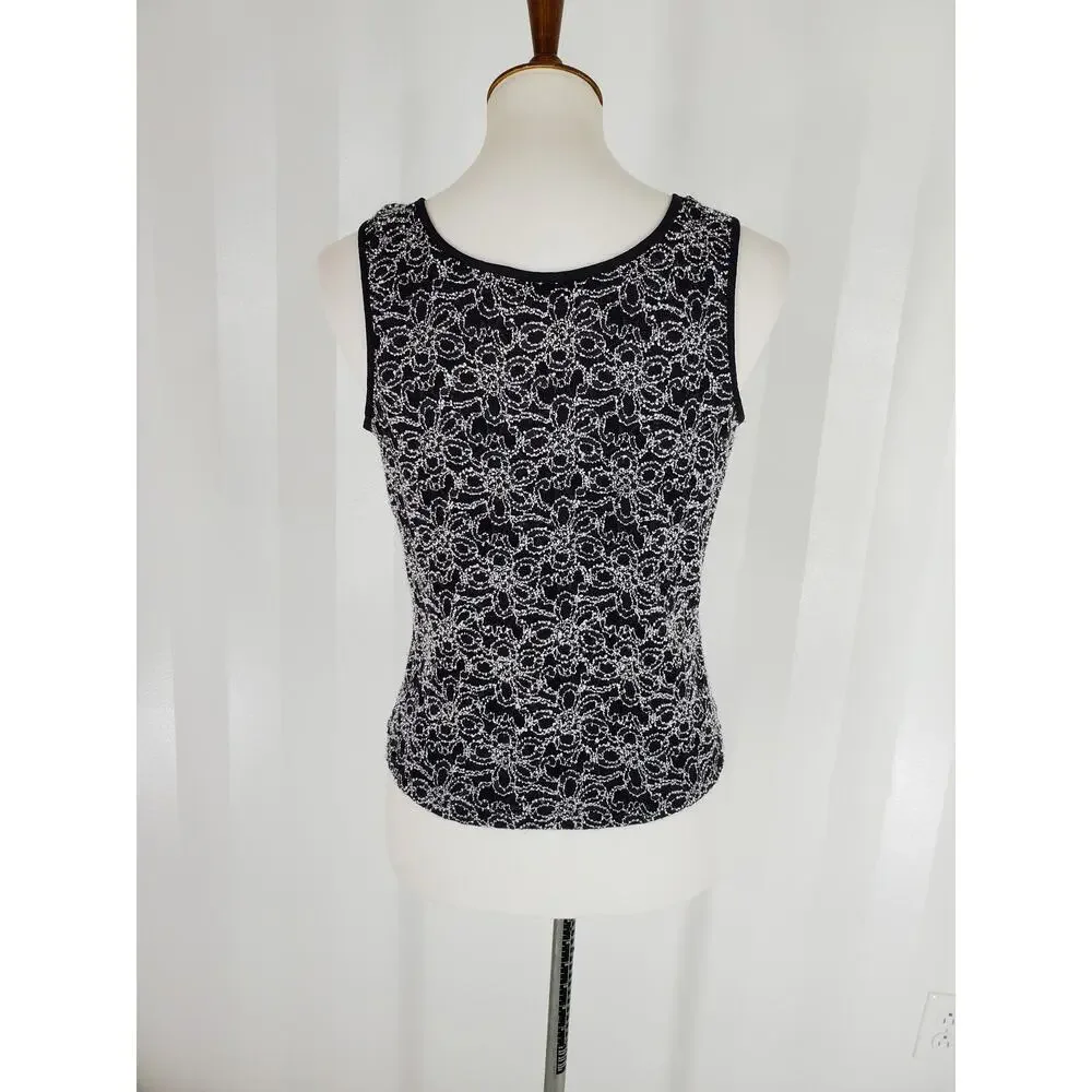 STUDIO 1940 Women's Black & White Sleeveless Top Sz L - Picture 4 of 8